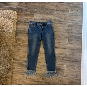 A.Z.I Denim Fringe Hem Cropped Jeans
